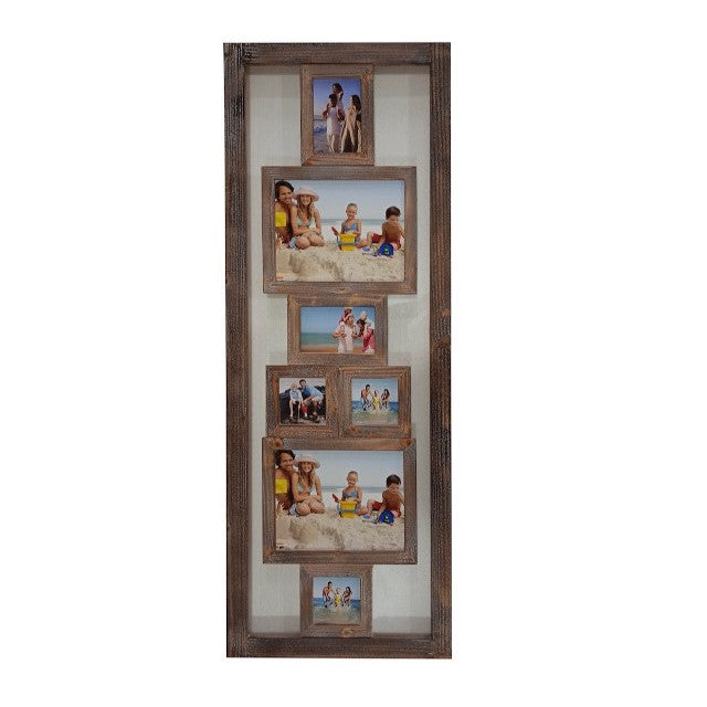 A Wooden 7 Collage Photo Frame w Glass Background 116cm
