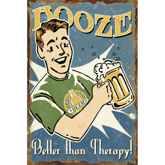 Booze Better Than Therapy Wall Art 20x30cm