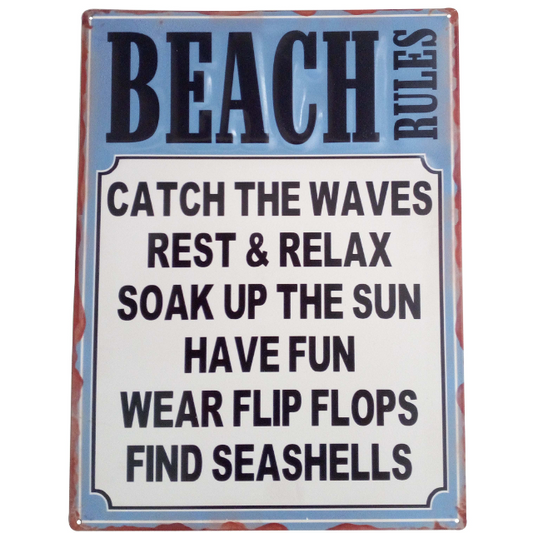 Beach Rules Wall Art 35cm