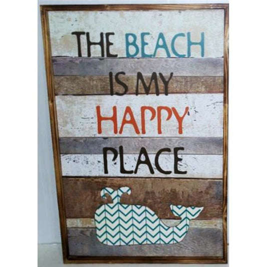 Beach Is Happy Place Wall Art 73cm