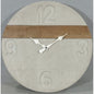 Cement Clock w Wooden Stripe 40cm