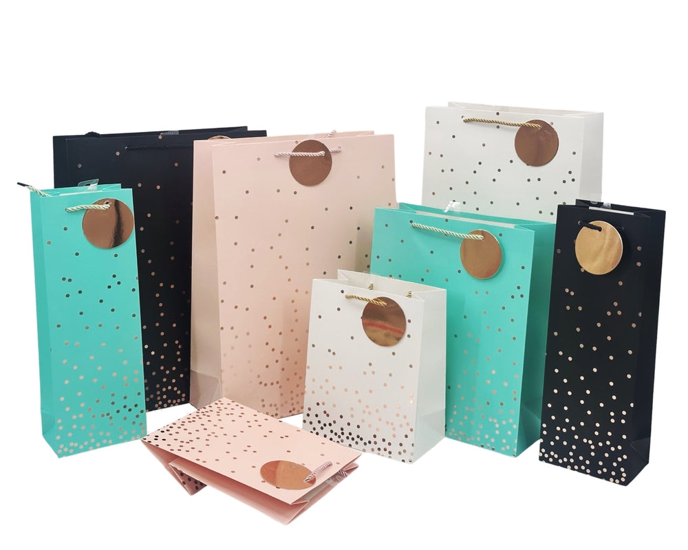 bulk 24 Large Gold Confetti Gift Bag Foiled Assort 32cm