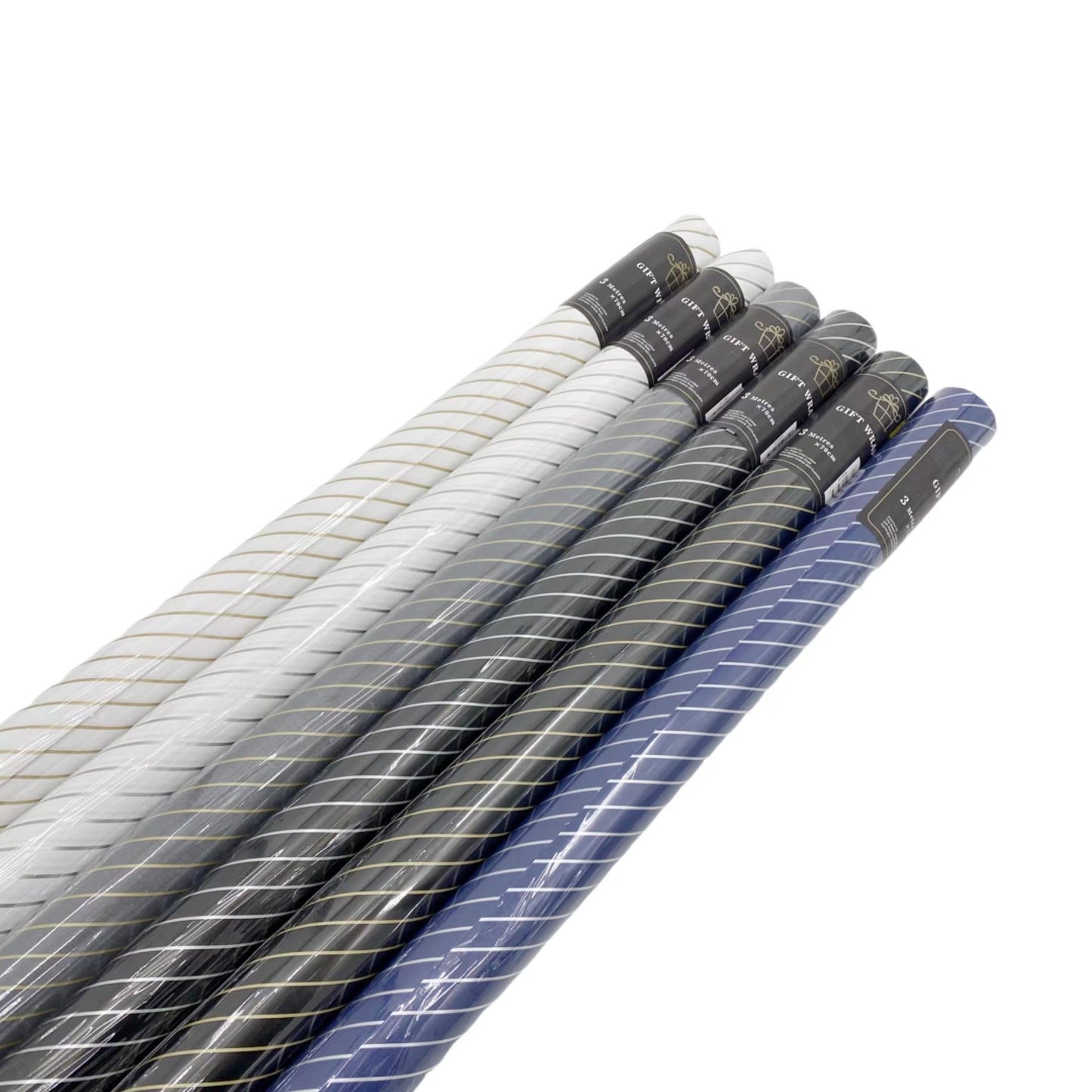 bulk 50 Mens Stripe Gift Wrap 70cmx3m 35mm Core