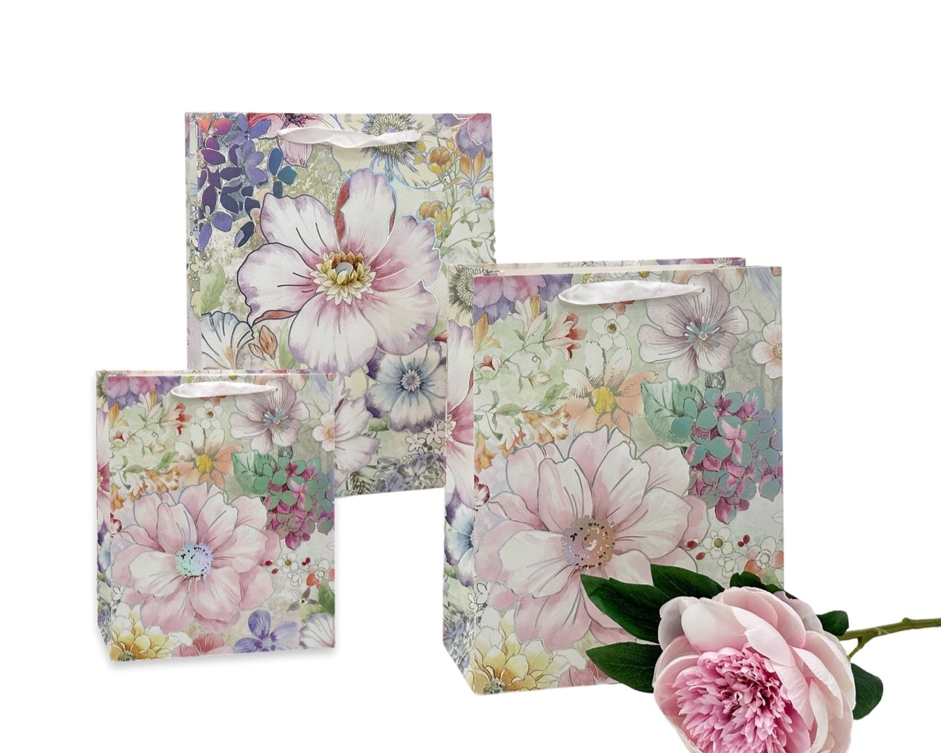 bulk 24 Xlarge Flower Forest Foiled Gift Bag 2 Assorted