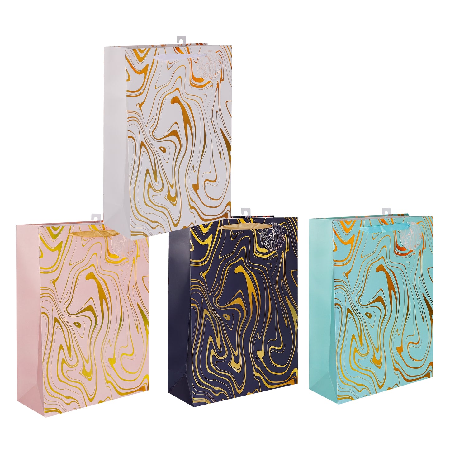 bulk 24 Large Marble Flow Gift Bag Foiled 4 Assorted 26x32cm