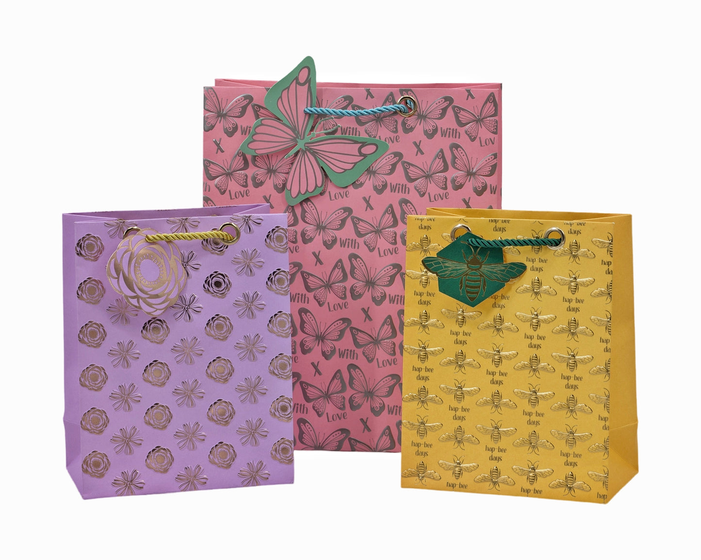 bulk 24 Large Foiled Luxury Garden Gift Bag 3 Assort 32cm