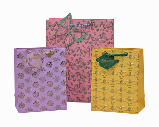 bulk 24 Xlarge Foiled Luxury Garden Gift Bag 3 Assort 42cm