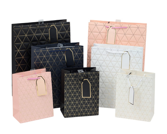 bulk 24 Xlarge Foiled Triangles Gift Bag 4 Assort 42cm