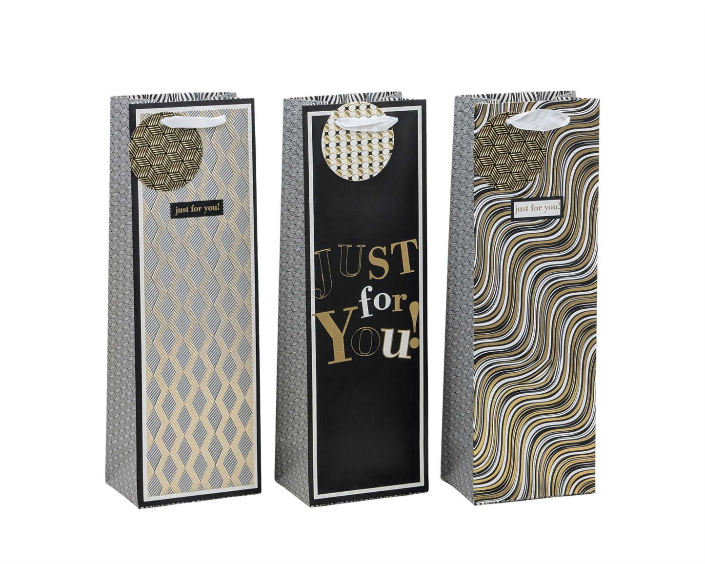 bulk 24 Bottle Gift Bag Golden Glam Assort 36cm