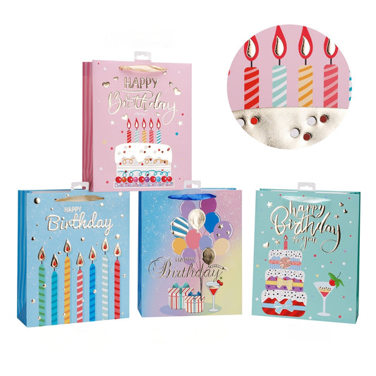 bulk 24 Medium Birthday Delight Gift Bag Assort 23cm