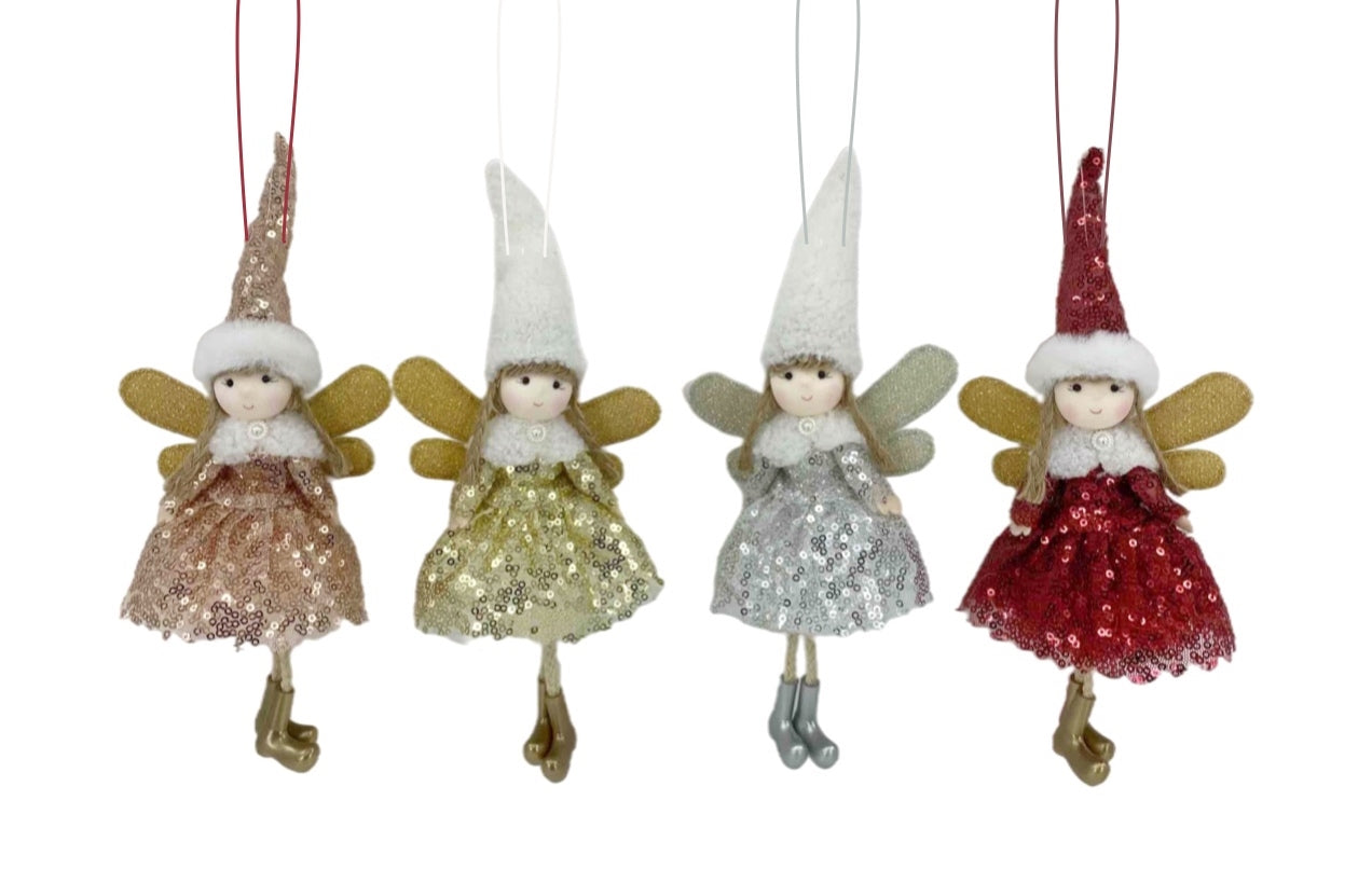 bulk 24 Xmas Hanging Fairy Deco 25.5cm Assort 25cm