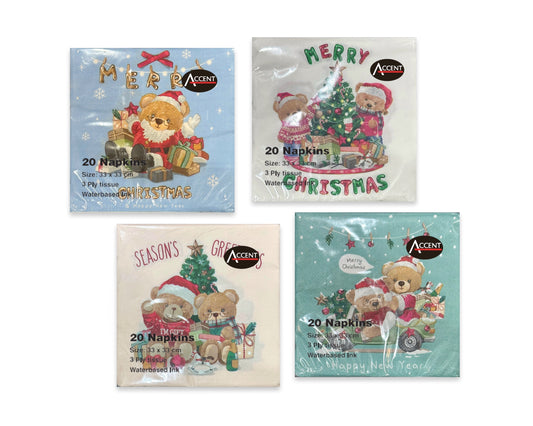 bulk 960 Santa Bear Xmas Napkin 2ply 33cm