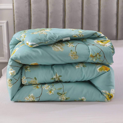 Floral Soft Comforter Set, Queen/King Size, Quilted Bedding for All Seasons