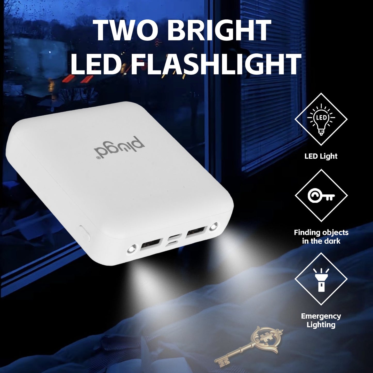 5000mAh Fast Charge Power Bank with 4 Built-in Cables and LED Lights