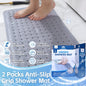 2Pack 70×40 cm Anti‑Slip Grip Shower Mat Quick‑Dry Bath Mat with 100+ Suction Cups