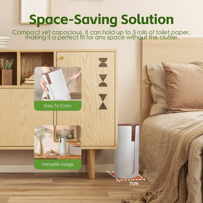 Bamboo Lid Toilet Roll Storage Holder