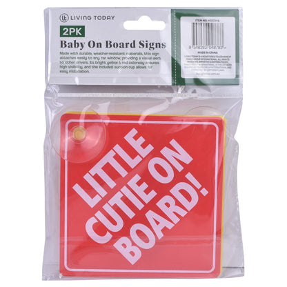 2 Pcs Baby On Board Car Safety Sign 13x13cm