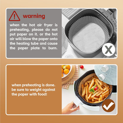 100 Pcs 20cm Round Disposable Unbleached Silicone Paper Dish Air-fryer Liner