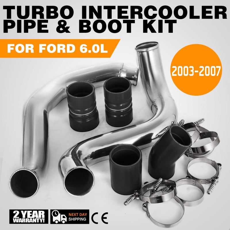 Turbo Intercooler Pipe Boot Kit Ford 6.0L Powerstroke 03-07 Silver