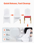 Stretch Spandex Chair Covers White 100PCS Folding Universal Fitted