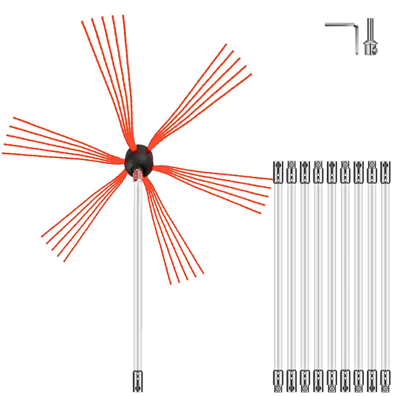 Chimney Sweep Kit 33FT Flexible Brush Nylon Rods Cleaning Tools