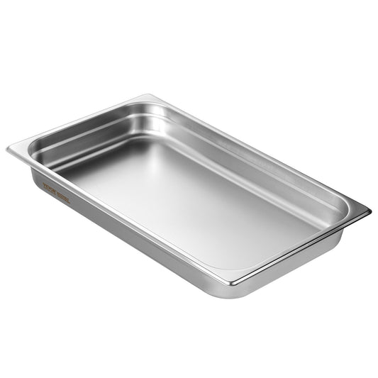 6 Pack Full Size Hotel Pans 2.5" Deep Stainless Steel Steam Pan