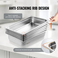 6 Pack Full Size Hotel Pan 4-Inch Deep Stainless Steel Steam Pan