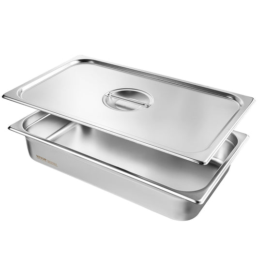 4 Pack Full Size Hotel Pans 4in Deep Stainless Steel Lids