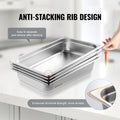 VEVOR 4 Pack Full Size Hotel Pans 4in Deep Stainless Steel Lids