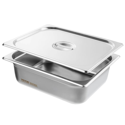 8x Hotel Pan 1/2 Size 4" Deep Stainless Steel Steam Pan Lid