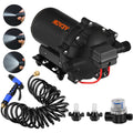 RV Water Pump 12V 5.5 GPM 70PSI Diaphragm+25ft Coiled Hose