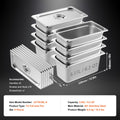 8 Pack Hotel Pans, 1/3 Size Anti-Jam Steam Pan with Lid, 0.8mm Thick Stainless Steel Steam Table Pan, 6-Inch Deep Commercial Table Pan, Catering Storage Food Pan, for Industrial & Scientific