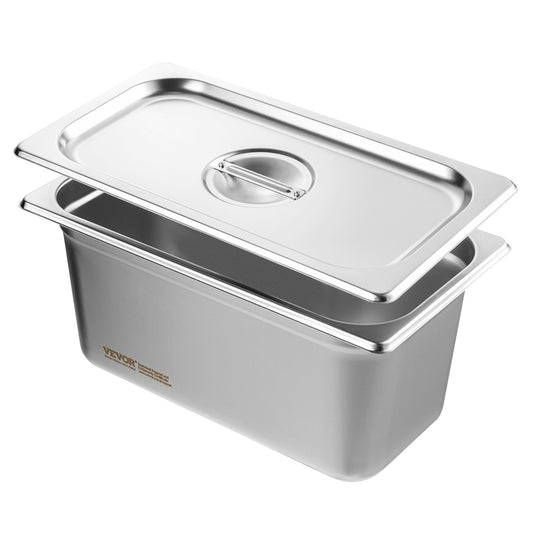 8x 1/3 Size Hotel Pans Stainless Steel 6 Inch Deep Lids