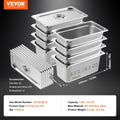 VEVOR 8x 1/3 Size Hotel Pans Stainless Steel 6 Inch Deep Lids
