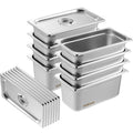 VEVOR 8x 1/3 Size Hotel Pans Stainless Steel 6 Inch Deep Lids