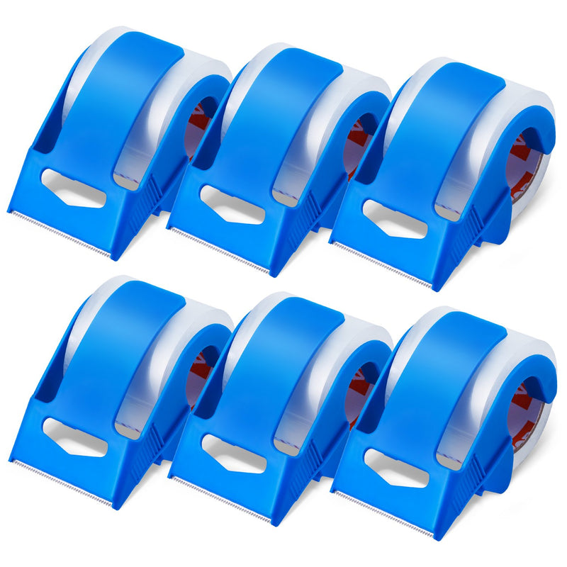 Packing Tape 6 Rolls 25 Yards Clear 2.7 Mil with Dispenser