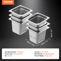VEVOR 6x Hotel Pans 1/6 Size 150mm Deep Stainless Steel Steam Pan
