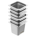 VEVOR 6x Hotel Pans 1/6 Size 150mm Deep Stainless Steel Steam Pan