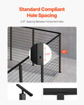 Cable Railing Post 106.7cm L-Shaped Corner Stainless Steel Black