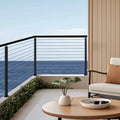 Cable Railing Post 106.7cm L-Shaped Corner Stainless Steel Black