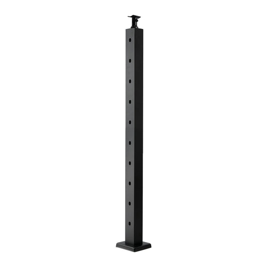 Cable Railing Post, 36x2x2 Inch Stair Railing Post, with Pre-Drilled 30° Angled Holes, Stainless Steel Cable Rail Post with Horizontal and Curved Bracket, 1-Pack, Black, 1JZLGZXHS914YIVIS001V0