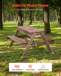Wooden Picnic Table Bench Set With Umbrella Outdoor Garden