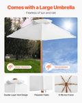 Wooden Picnic Table Bench Set With Umbrella Outdoor Garden
