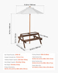 Wooden Picnic Table Bench Set With Umbrella Outdoor Garden
