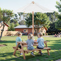 Wooden Picnic Table Bench Set With Umbrella Outdoor Garden