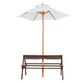 Wooden Picnic Table Bench Set With Umbrella Outdoor Garden