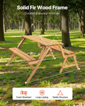 Picnic Table Bench Set Foldable Brown Wooden Outdoor Garden