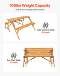 Picnic Table Bench Set Foldable Brown Wooden Outdoor Garden