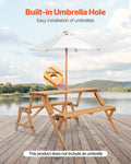 Picnic Table Bench Set Foldable Brown Wooden Outdoor Garden