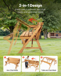 Picnic Table Bench Set Foldable Brown Wooden Outdoor Garden